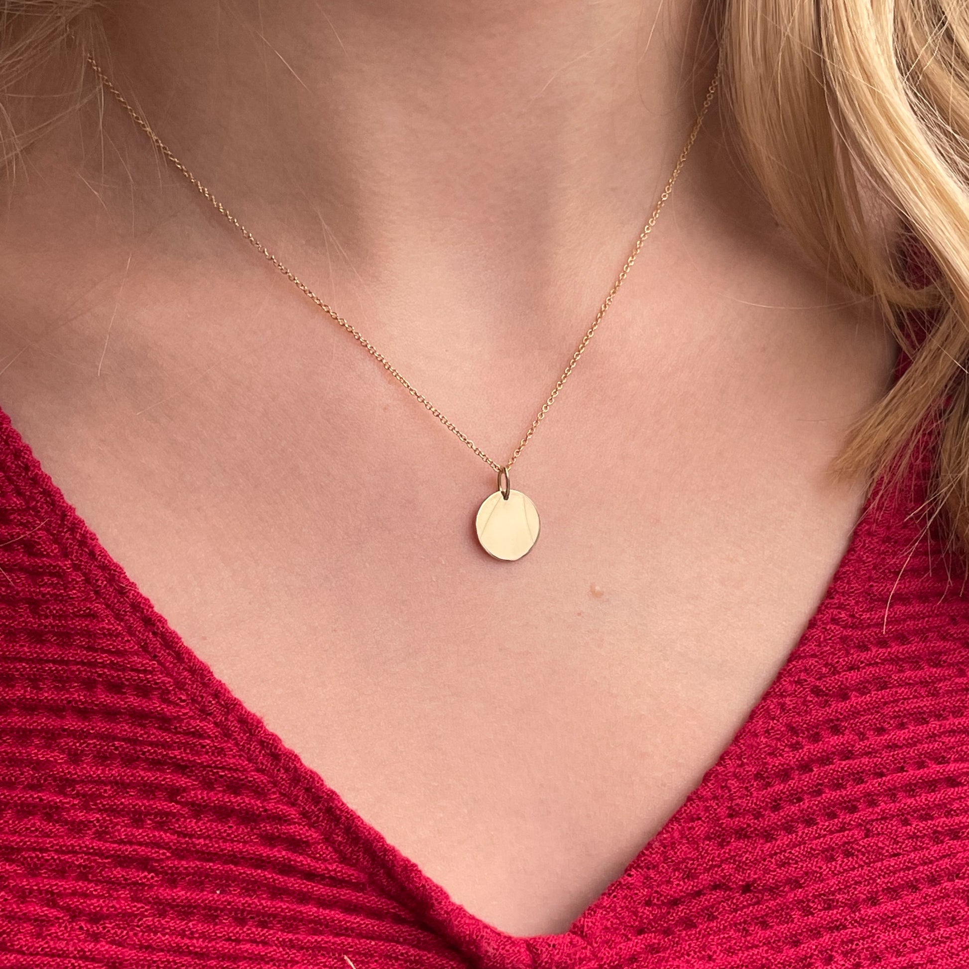 9ct Gold Disc Necklace | 11mm Disc - John Ross Jewellers