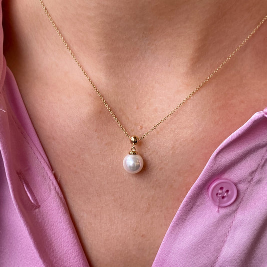 14ct Gold Pearl Pendant Necklace | 8mm - John Ross Jewellers