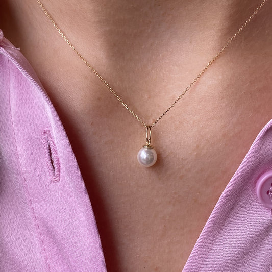 14ct Gold Pearl Pendant Necklace | 6mm - John Ross Jewellers