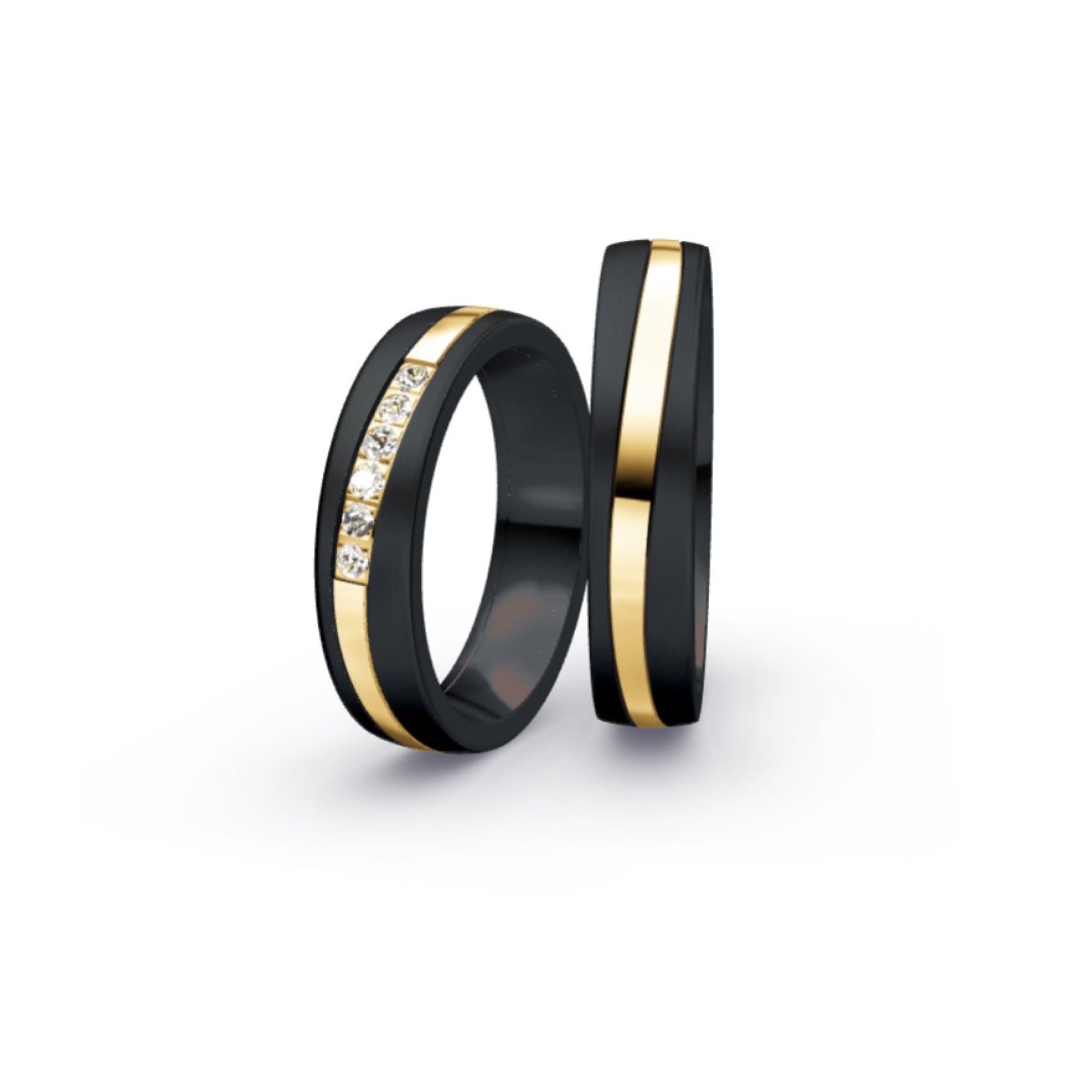 Black Zirconium & 14ct Gold Wedding Ring | 5mm - John Ross Jewellers
