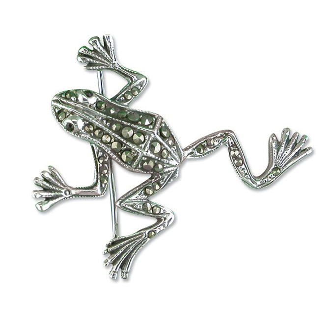 Silver Marcasite Frog Brooch - John Ross Jewellers