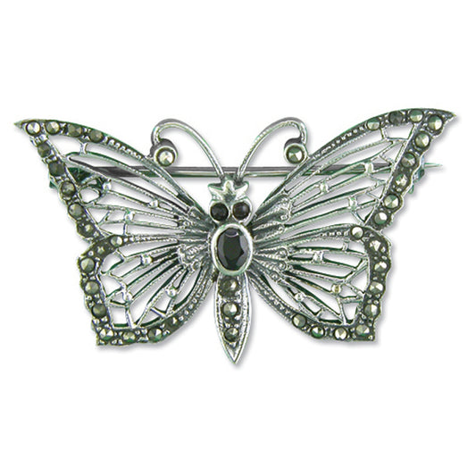 Silver Marcasite Butterfly Brooch - John Ross Jewellers