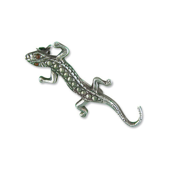 Silver Marcasite Gecko Brooch - John Ross Jewellers