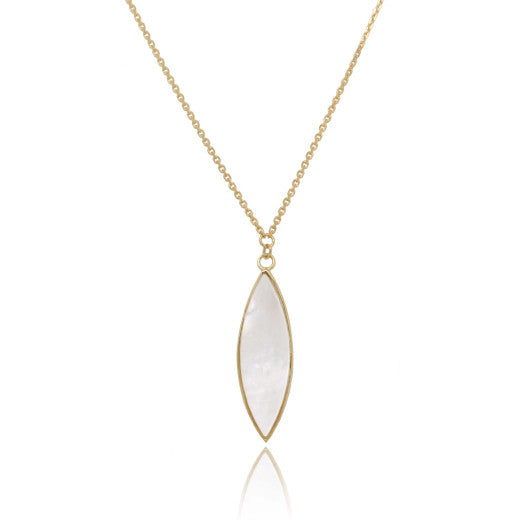 9ct Gold Mother of Pearl Marquise Bar Necklace - John Ross Jewellers