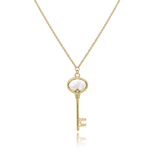 9ct Gold Mother of Pearl Key Necklace - John Ross Jewellers