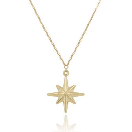 9ct Gold Puffed North Star Necklace - John Ross Jewellers