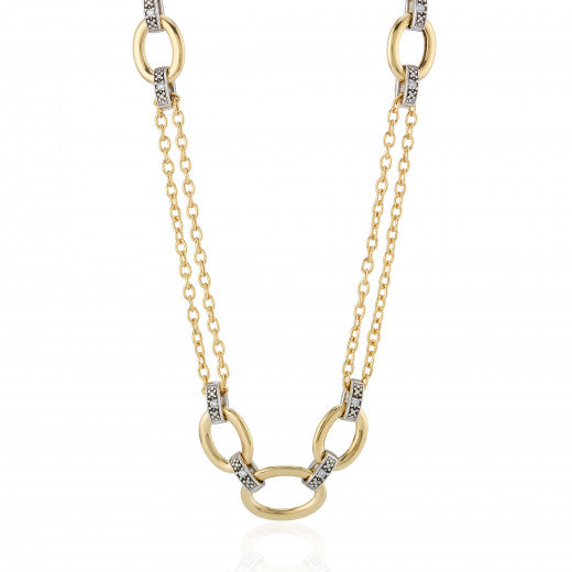 9ct Gold CZ & Oval Link Necklace - John Ross Jewellers