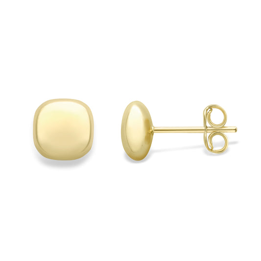 9ct Gold Square Puffed Stud Earrings | 8mm - John Ross Jewellers