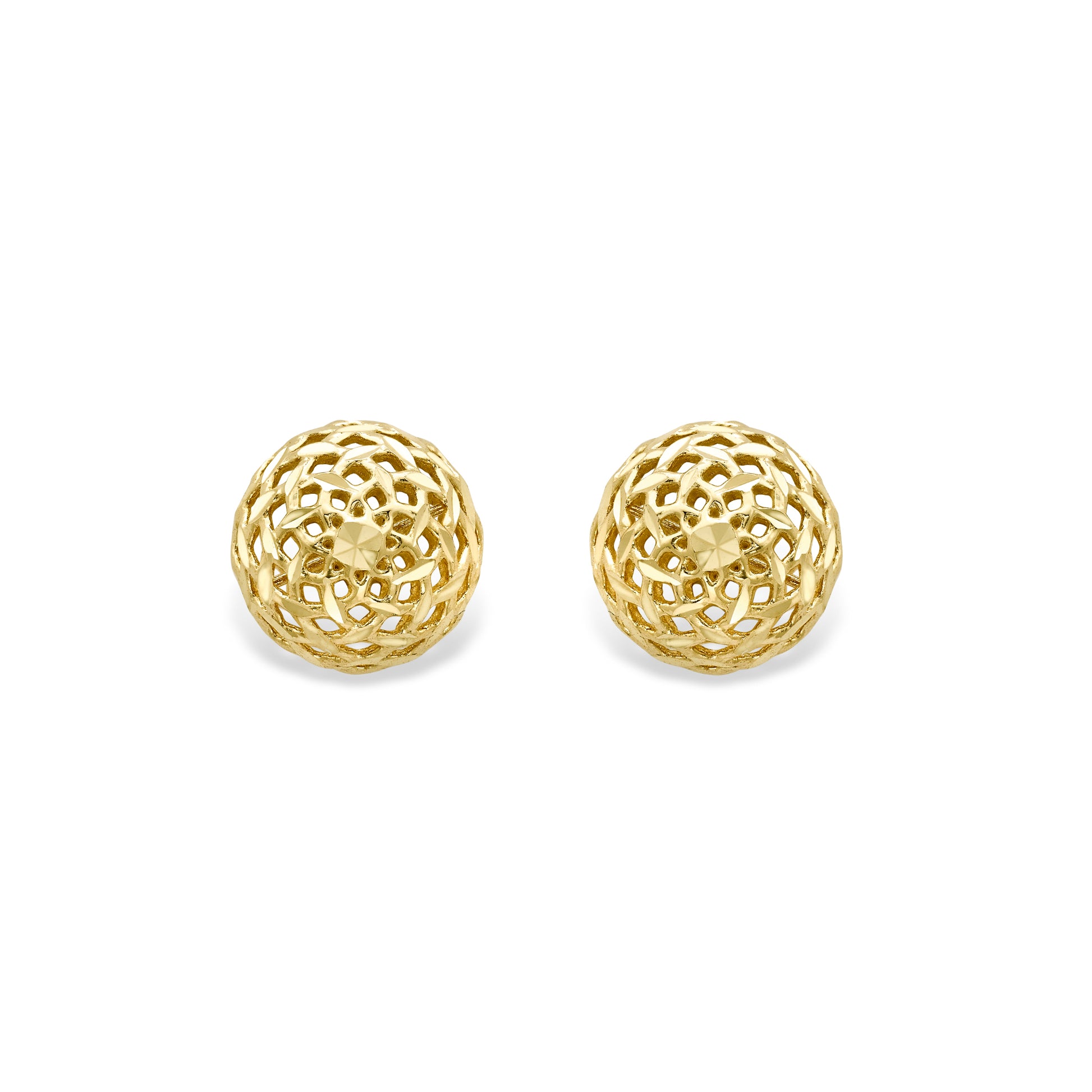 9ct Gold Diamond Cut Hollow Ball Stud Earrings - John Ross Jewellers