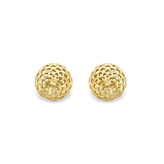 9ct Gold Diamond Cut Hollow Ball Stud Earrings - John Ross Jewellers