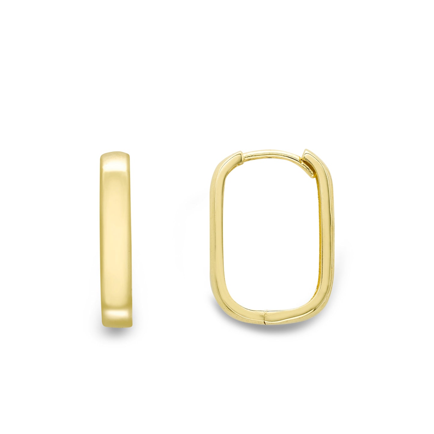 9ct Gold Rectangular Huggie Hoop Earrings - John Ross Jewellers