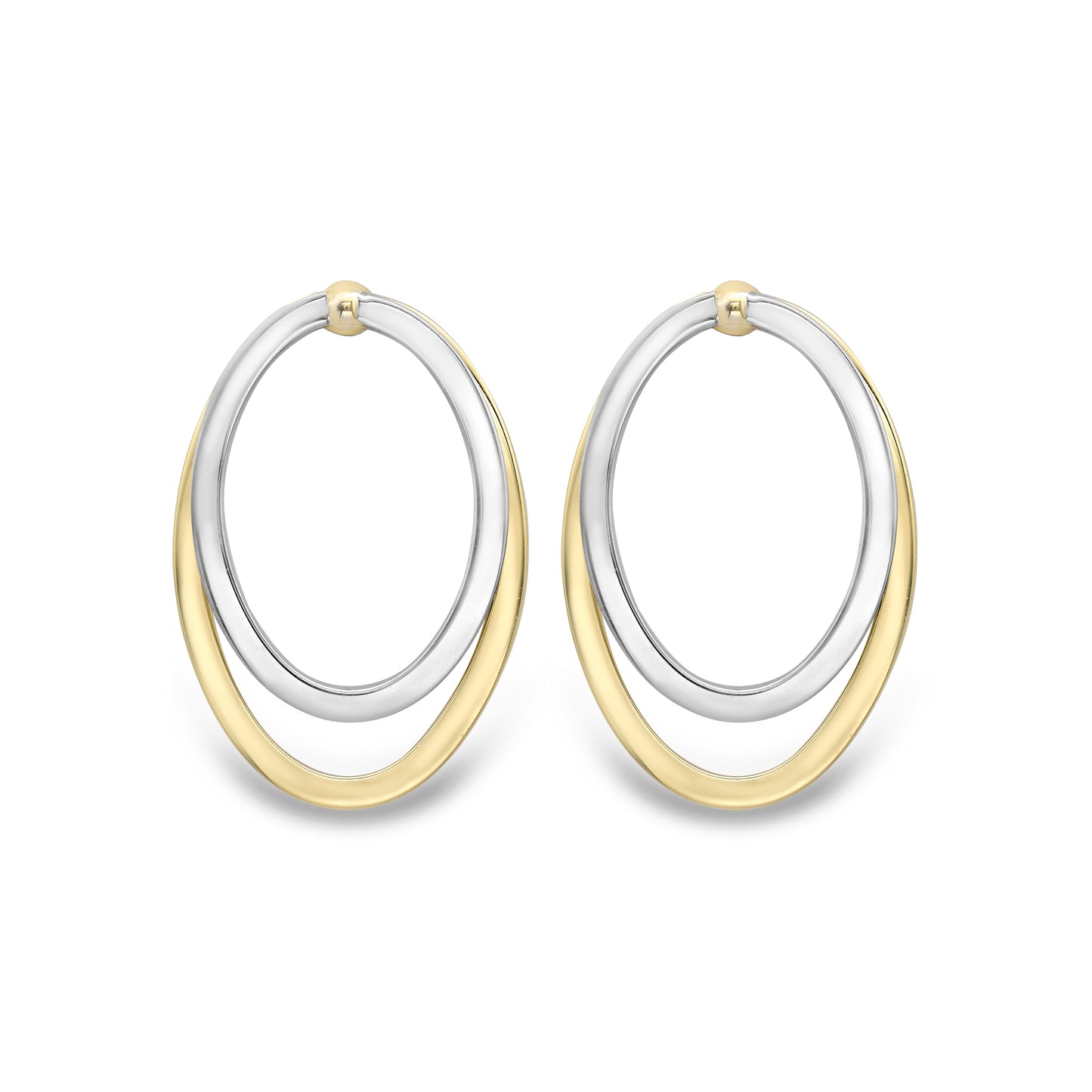9ct Gold Two Tone "Wear Them Three Ways" Earrings | Oval - John Ross Jewellers