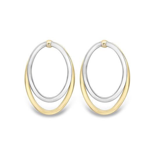 9ct Gold Two Tone "Wear Them Three Ways" Earrings | Oval - John Ross Jewellers