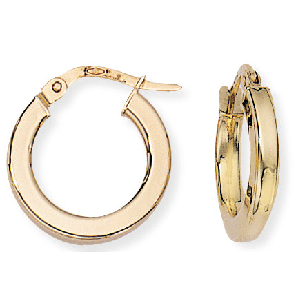 9ct Gold Classic Hoop Earrings - 15mm - John Ross Jewellers