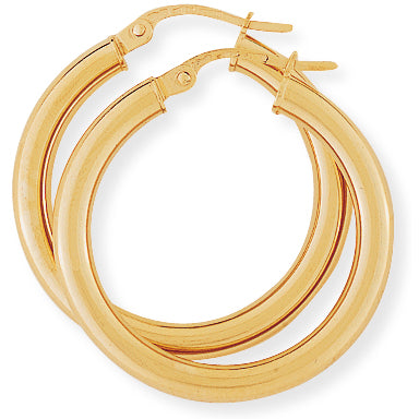 9ct Gold Classic Tube Hoop Earrings - John Ross Jewellers