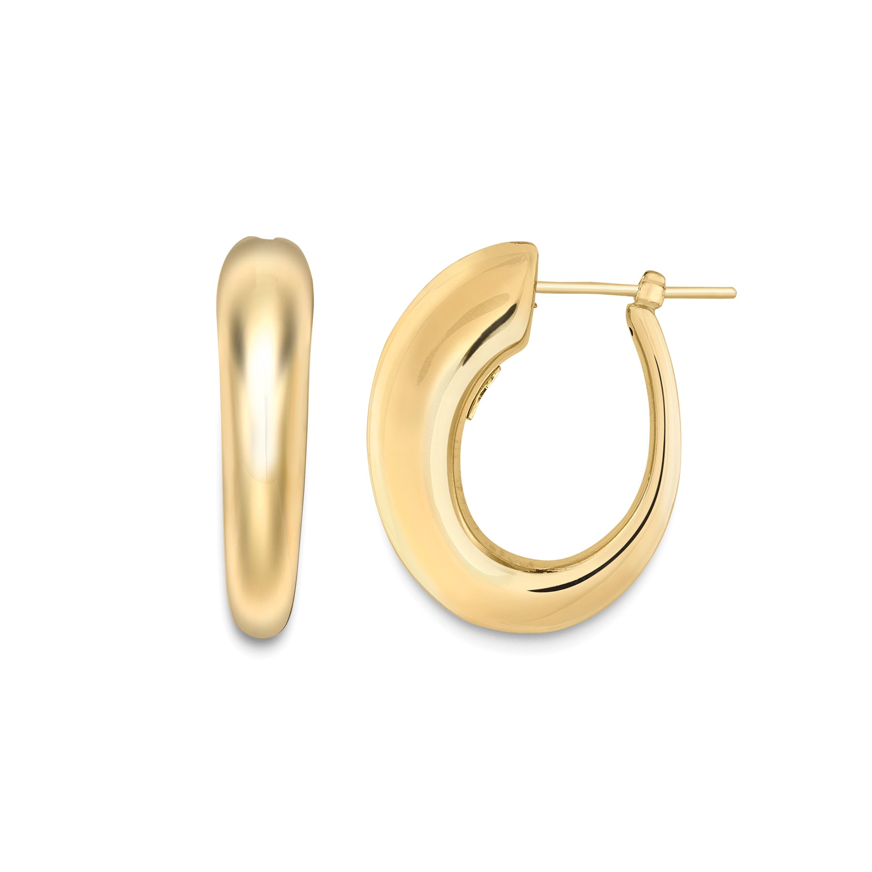 18ct Yellow Gold Oval Hoop Earrings - John Ross Jewellers