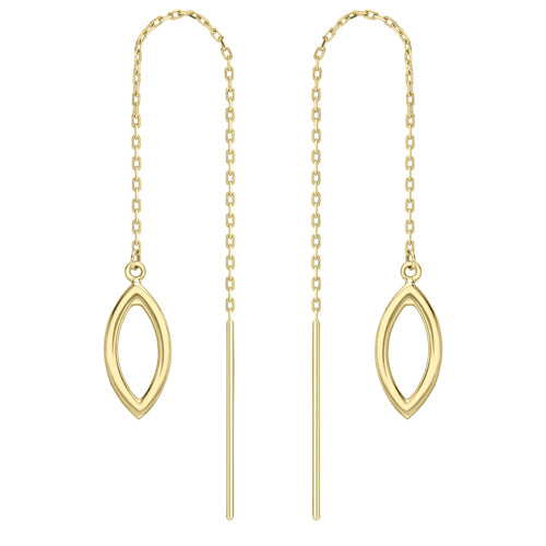 9ct Gold Open Leaf Pull-through Earrings - John Ross Jewellers