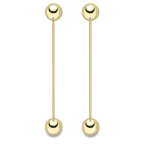 9ct Gold Long Bar Drop Earrings - John Ross Jewellers