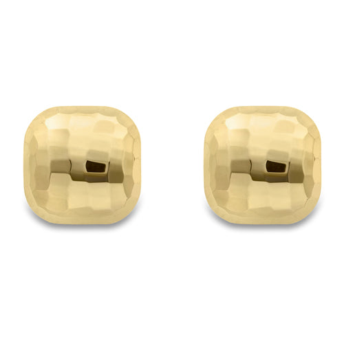 9ct Gold Square Faceted Puffed Stud Earrings | 10mm - John Ross Jewellers