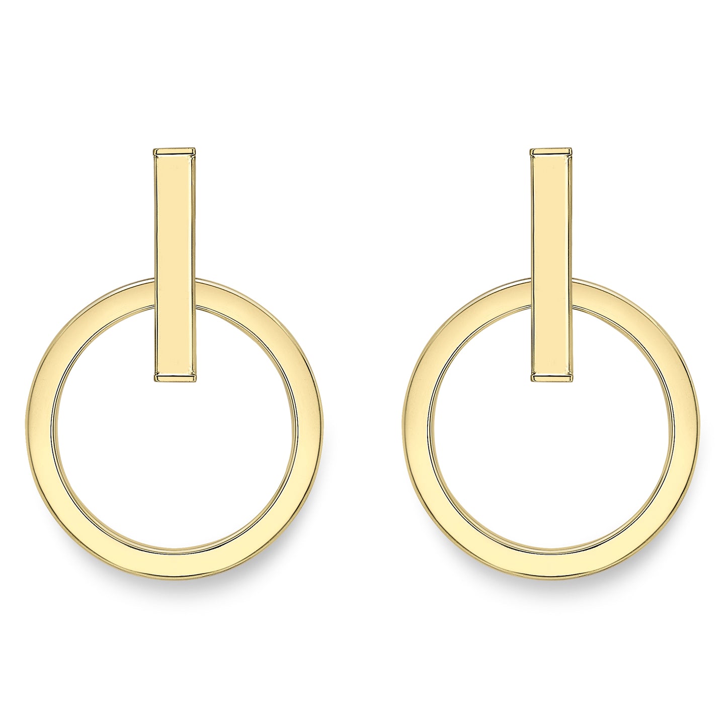 9ct Gold Open Circle Drop Earrings - John Ross Jewellers