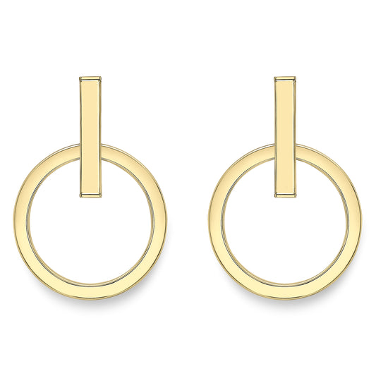 9ct Gold Open Circle Drop Earrings - John Ross Jewellers