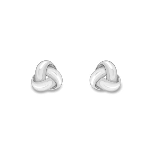 9ct White Gold Knot Stud Earrings | 8mm - John Ross Jewellers
