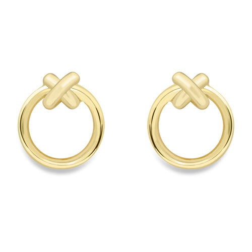 9ct Gold Open Circle With A Kiss Earrings | 12mm - John Ross Jewellers