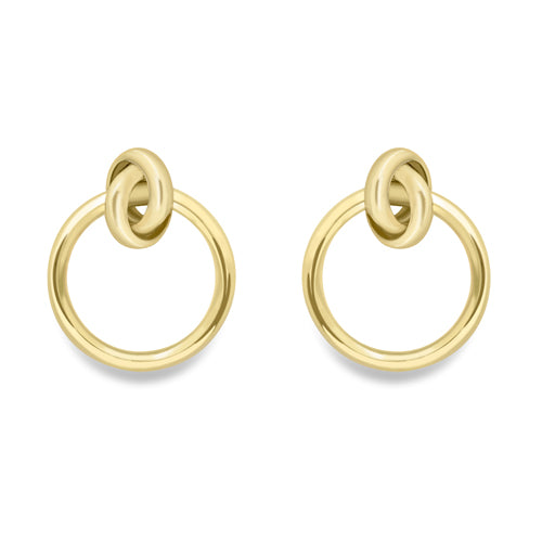 9ct Gold Open Circle With A Knot Earrings | 12mm - John Ross Jewellers