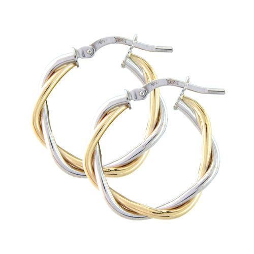 9ct Gold Braided Two Tone Hoop Earrings | 20mm - John Ross Jewellers
