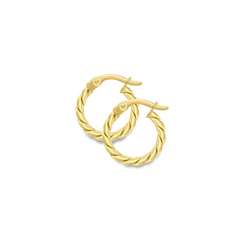 9ct Gold Twist Hoop Earrings | 14mm - John Ross Jewellers