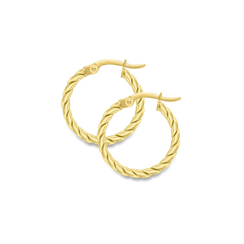 9ct Gold Twist Hoop Earrings | 18mm - John Ross Jewellers