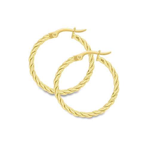 9ct Gold Twist Hoop Earrings | 24mm - John Ross Jewellers