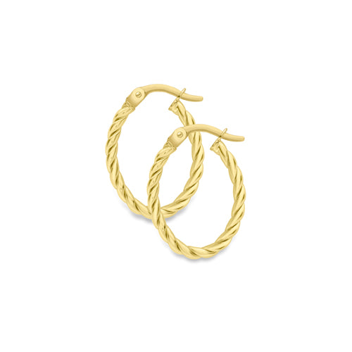 9ct Gold Oval Twist Hoop Earrings - John Ross Jewellers