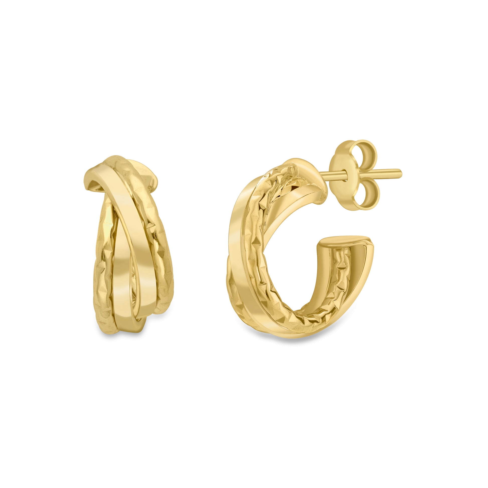 9ct Gold Textured Twist Hoop Earrings - John Ross Jewellers