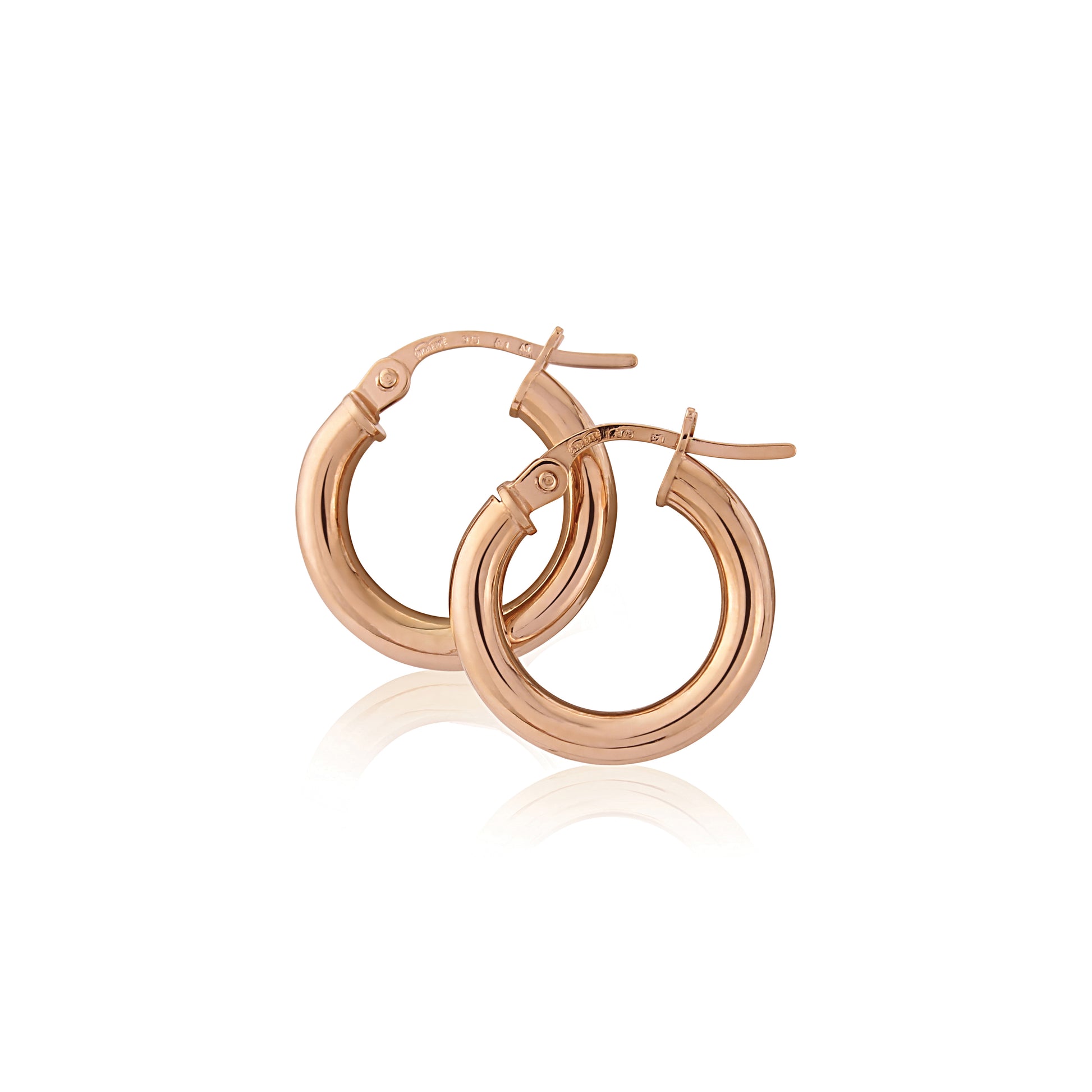 9ct Rose Gold Hoop Earrings | 14mm - John Ross Jewellers
