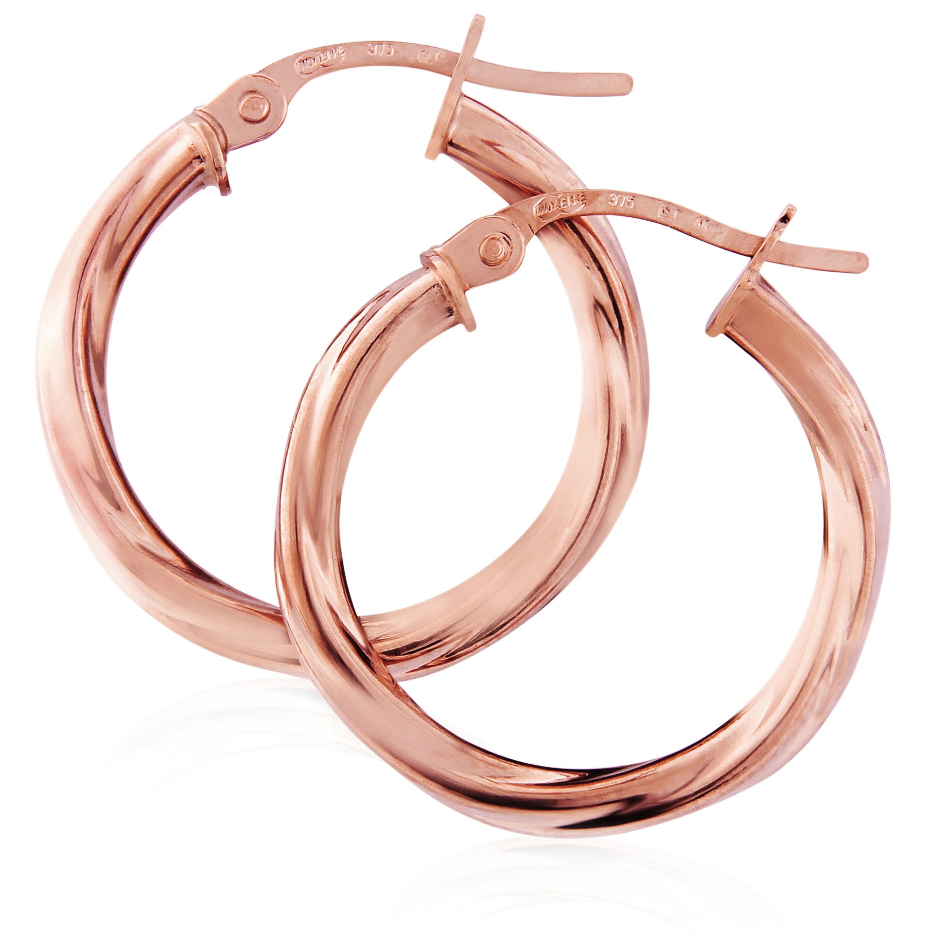 9ct Rose Gold Twist Hoop Earrings - John Ross Jewellers