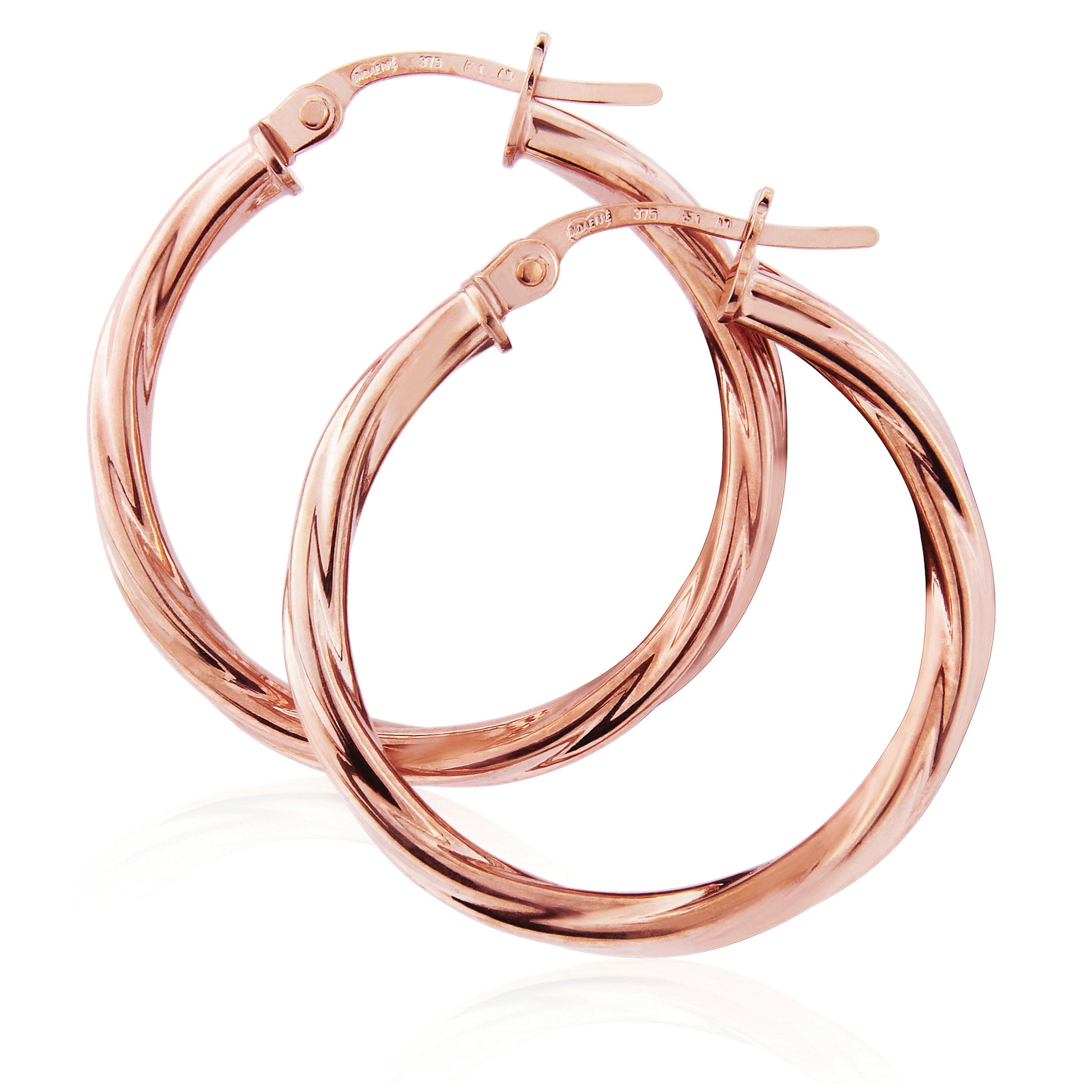 9ct Rose Gold Twist Hoop Earring - John Ross Jewellers