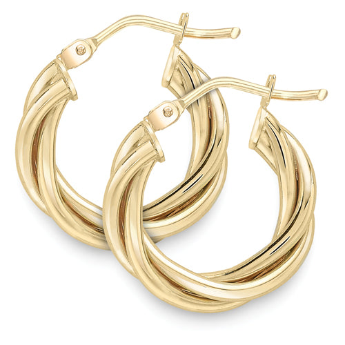 9ct Gold Braided Twist Hoop Earrings | 17mm - John Ross Jewellers