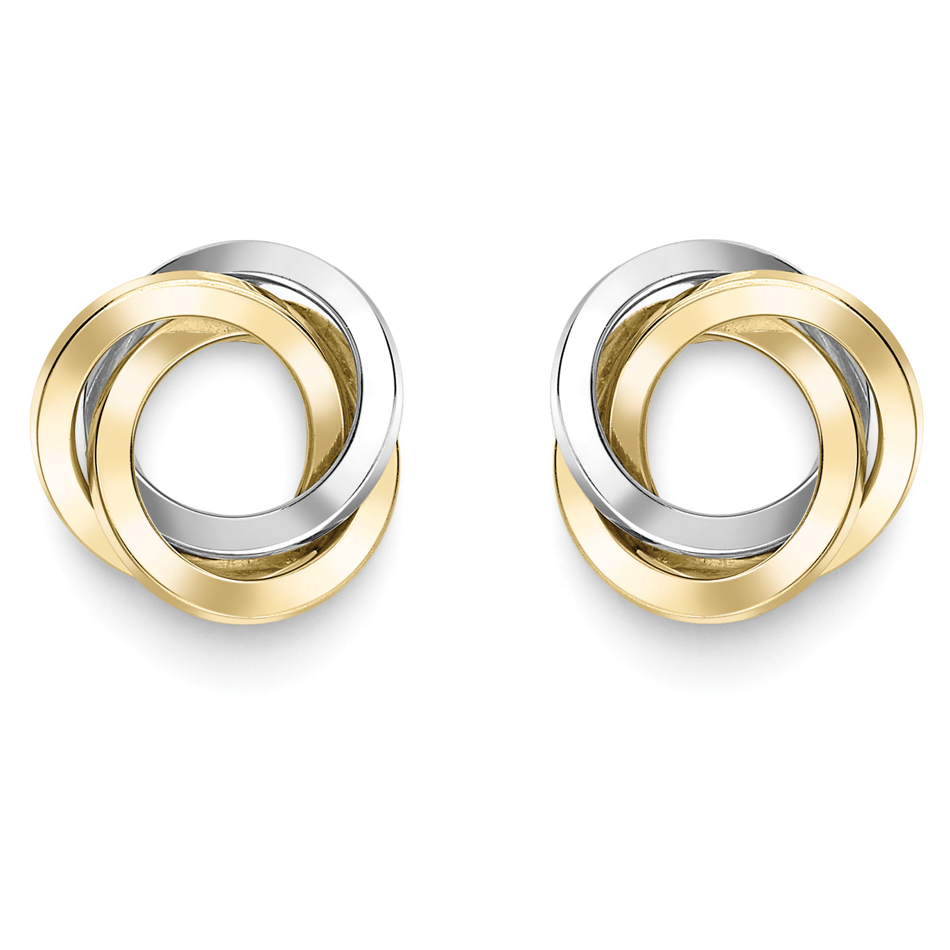 9ct Gold Trinity Knot Earrings - Two Tone - John Ross Jewellers