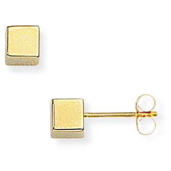 9ct Gold Cube Stud Earrings - John Ross Jewellers