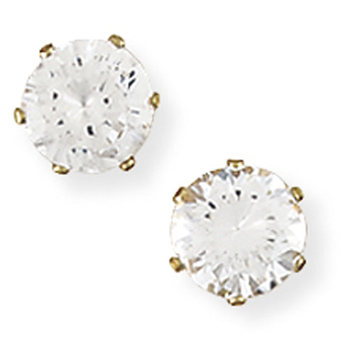 9ct Gold Claw-set 7mm CZ Earrings - John Ross Jewellers