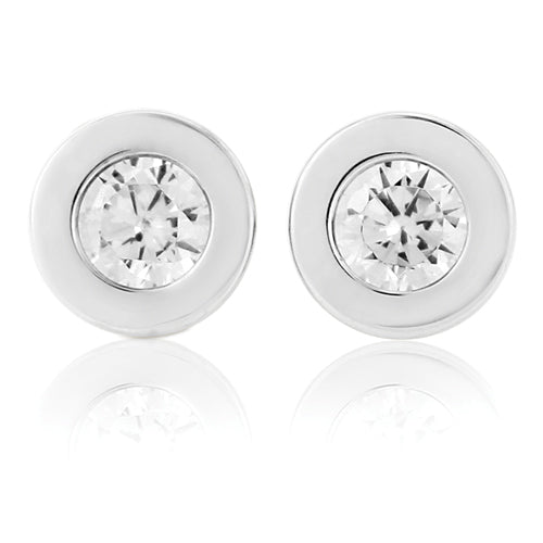 9ct White Gold Cubic Zirconia Stud Earrings - John Ross Jewellers