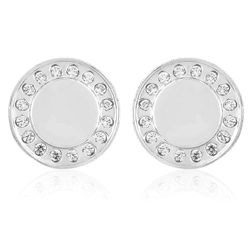 9ct Gold CZ Button Stud Earrings - White Gold - John Ross Jewellers