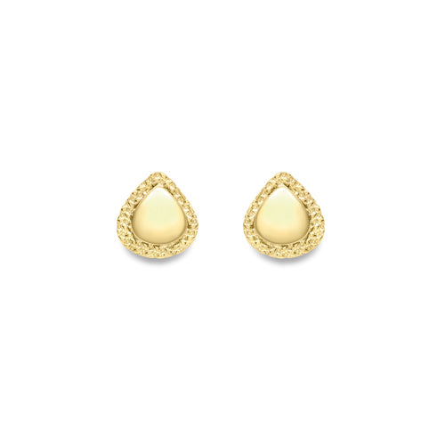 9ct Gold Cute Flat Patterned Stud Earrings | Pear - John Ross Jewellers