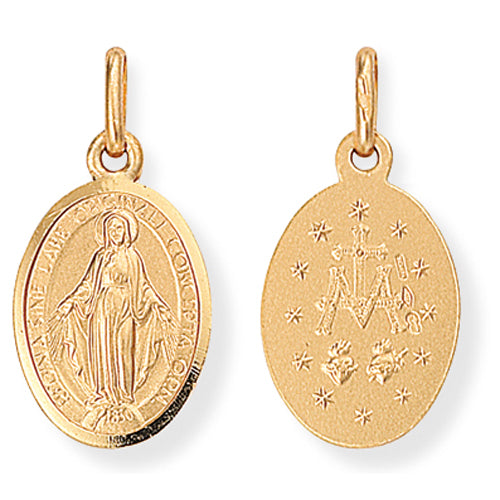 9ct Gold Mini Miraculous Medal Pendant & Chain - John Ross Jewellers