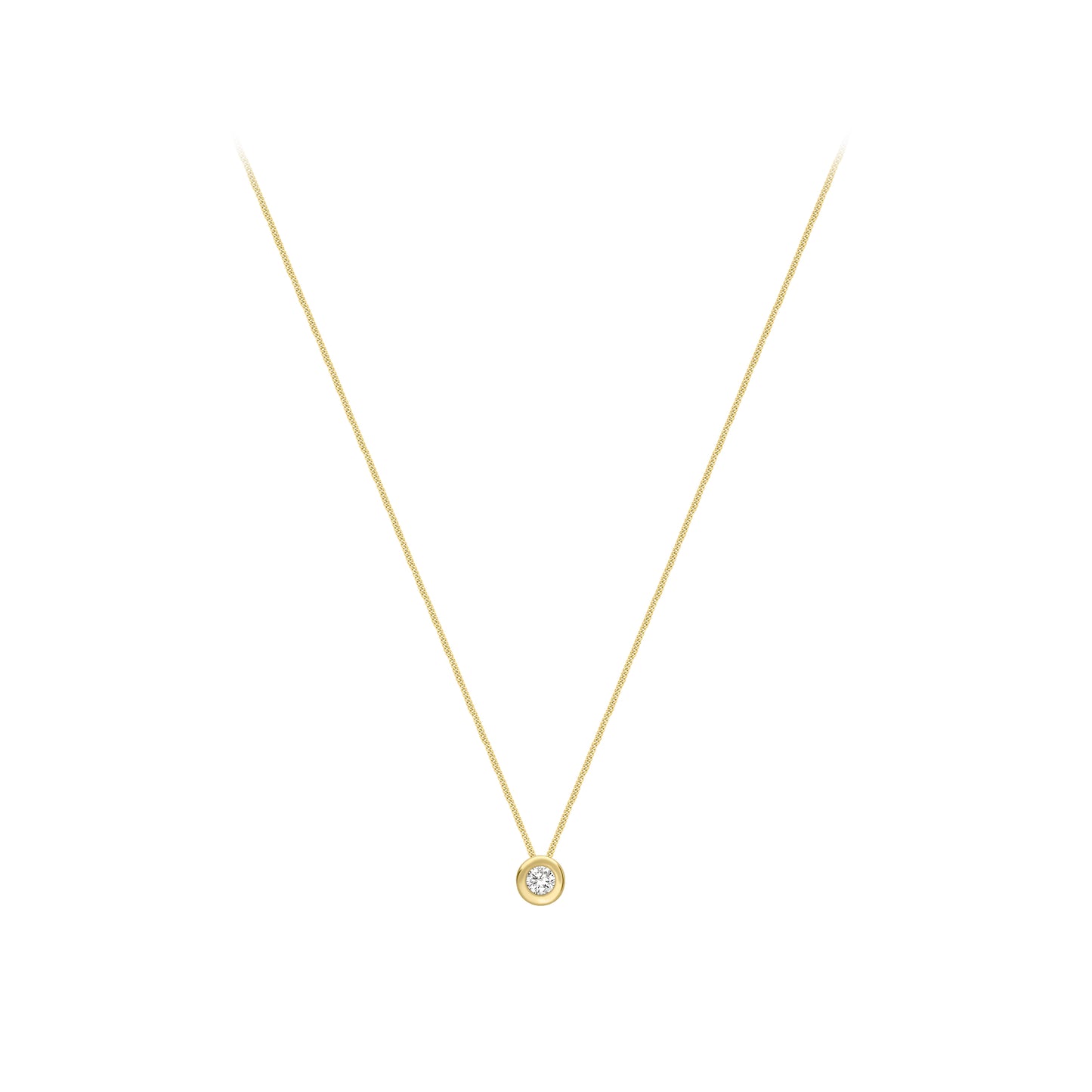 9ct Gold Bezel Set Round CZ Slider Necklace - John Ross Jewellers