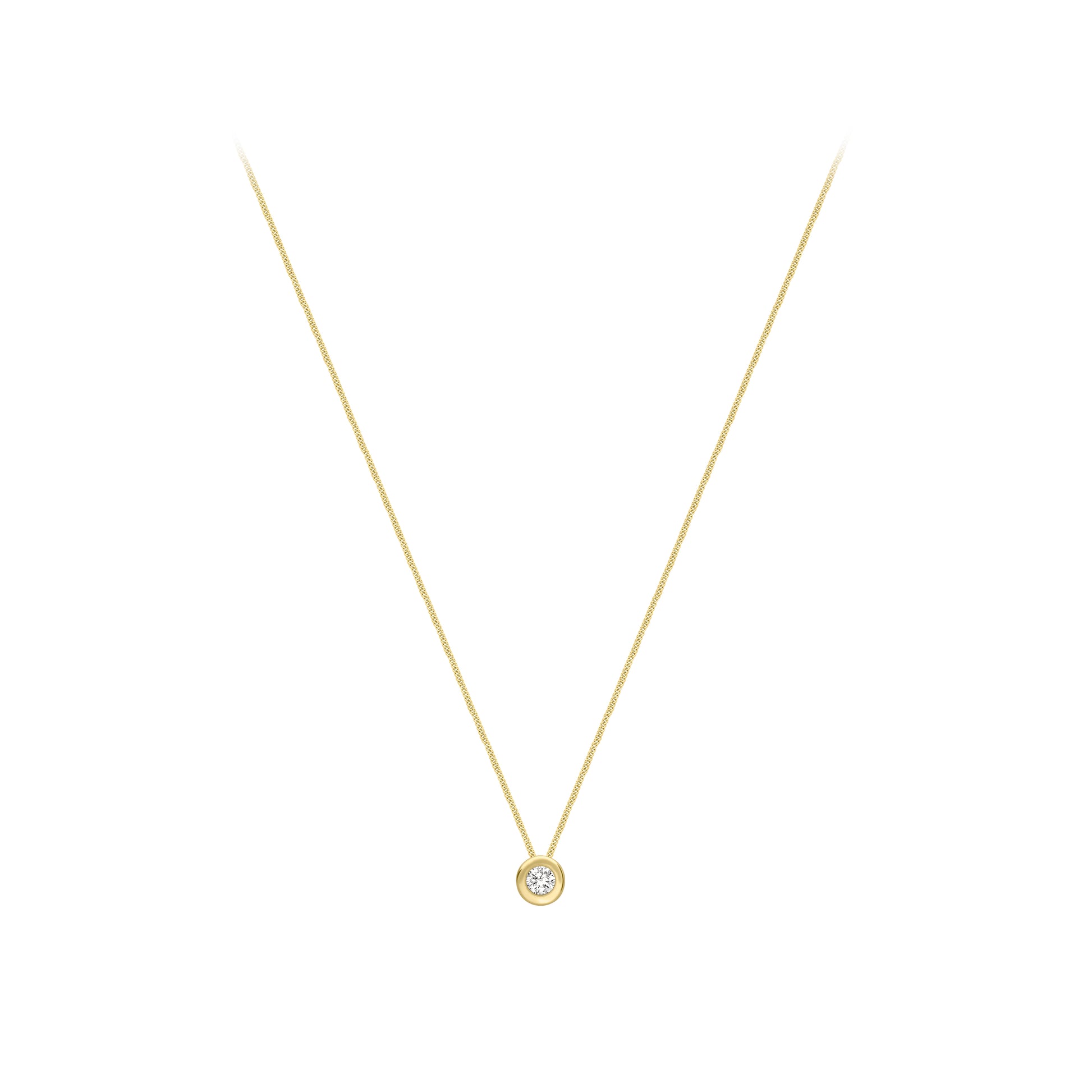 9ct Gold Bezel Set Round CZ Slider Necklace - John Ross Jewellers