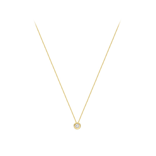 9ct Gold Bezel Set Round CZ Slider Necklace - John Ross Jewellers