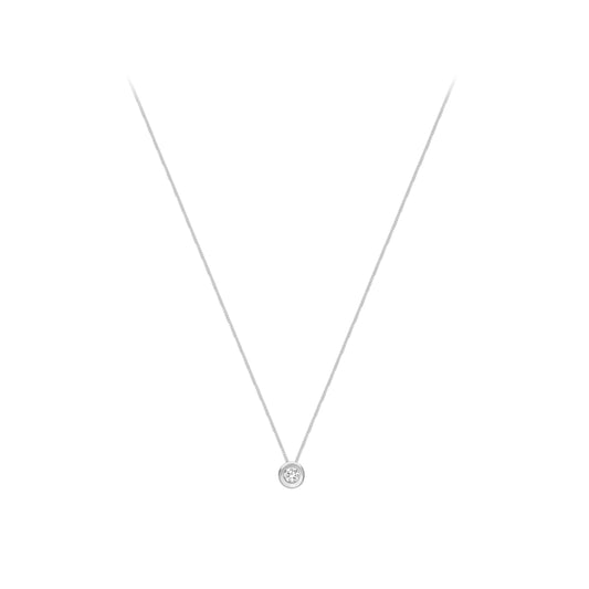 9ct White Gold Bezel Set Round CZ Slider Necklace - John Ross Jewellers