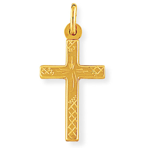9ct Gold Engraved Cross Necklace - John Ross Jewellers